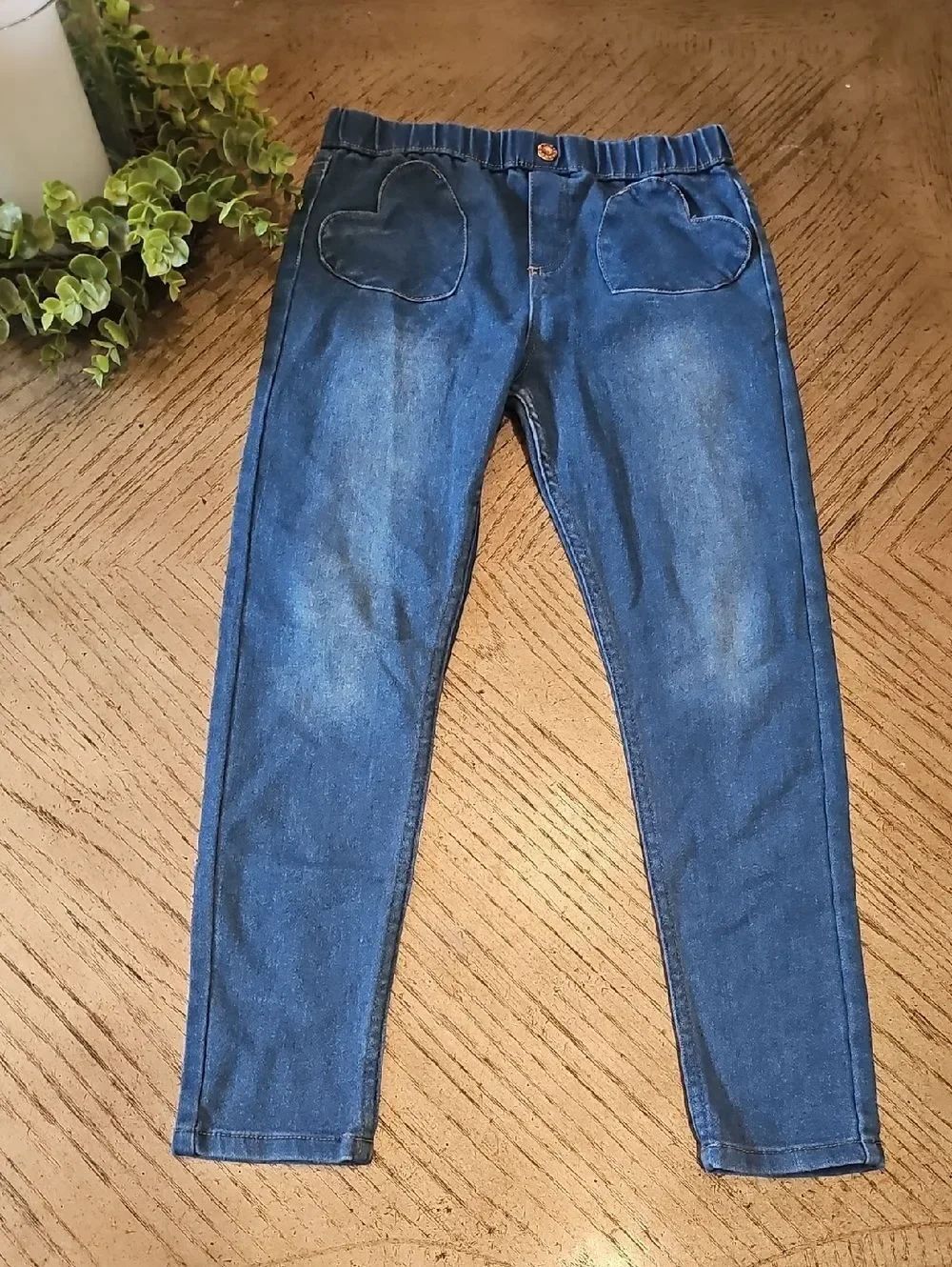 Slim Fit Denim Jeans with Heart Pocket Detail Size 10 Girls